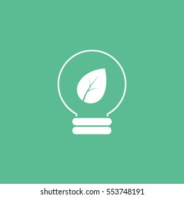 Ecology Leaf In Ball Flat Icon On Green Background