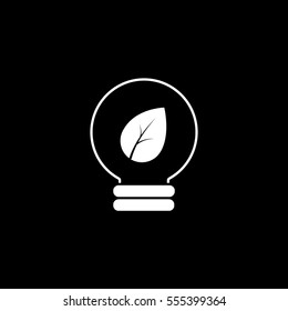 Ecology Leaf In Ball Flat Icon On Black Background