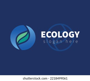 Ecology Leaf Circle logo design illustration