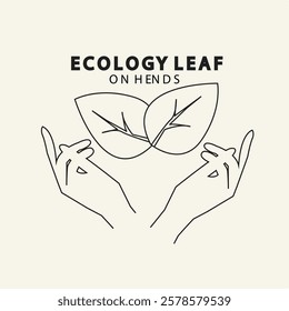Ecology Leaf In Hand Flat Icon vector design minimalist