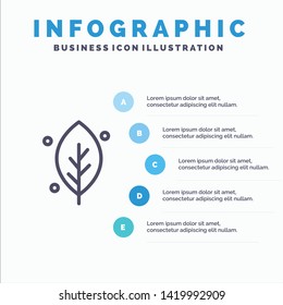 Ecology, Leaf, Nature, Spring Line icon with 5 steps presentation infographics Background