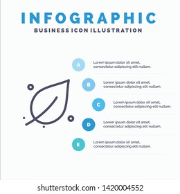 Ecology, Leaf, Nature, Spring Line icon with 5 steps presentation infographics Background
