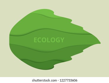 Ecology Leaf Paper Cut  Vector Illustration