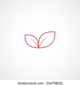 Ecology Leaf Red Line Icon On White Background