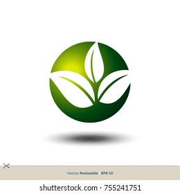 Ecology Leaf Sphere Icon Vector Logo Template Illustration Design. Vector EPS 10.