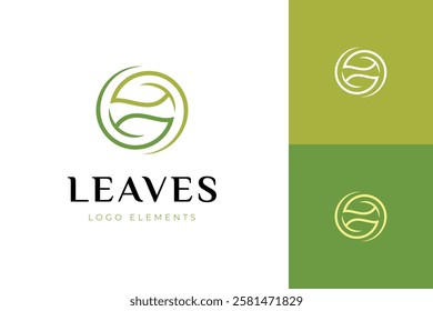 Ecology leaf sphere logo icon with line twisted green leaves design concept for reusing, recycle green life graphic symbol, vector illustration