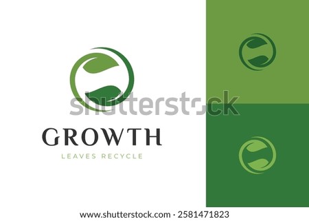 Ecology leaf sphere logo icon with line twisted green leaves design concept for reusing, recycle green life graphic symbol, vector illustration