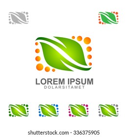 ecology leaf technology logo template