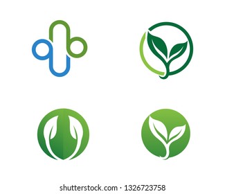 Ecology leaves go green logo illustration