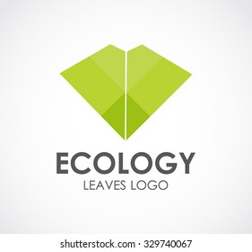 Ecology leaves of green square abstract vector and logo design or template natural business icon of company identity symbol concept