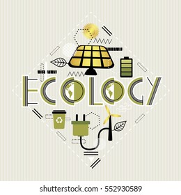 Ecology.  Lettering. Vector illustration.