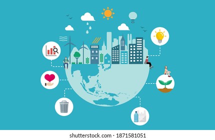 Ecology life, eco city vector banner illustration ( ecology concept , nature conservation )