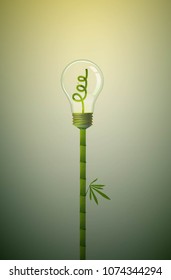 Ecology light bulb concept, light bulb filament looks like bamboo, eco energy concept, vector