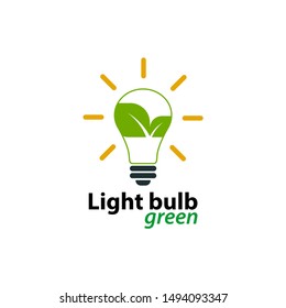 Ecology light bulb green logo icon design templat on White Background,Vector Illustration 