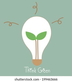 Ecology light bulb, tree grow in a light bulb.