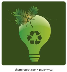 an ecology lightbulb with a tree coming out from it