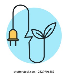 Ecology line art icon, nature and environment. Protection, planet care, natural recycling power. Vector ecology line art illustration