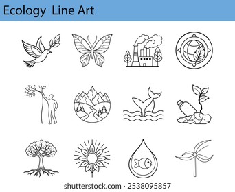 Ecology Line Art Illustrations Nature Environment
