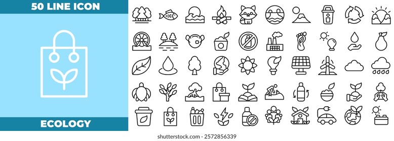 Ecology Line Editable Icons set. Vector illustration in modern thin line style of ecology icons: energy, environment, plant, etc