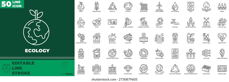 Ecology Line Editable Icons set