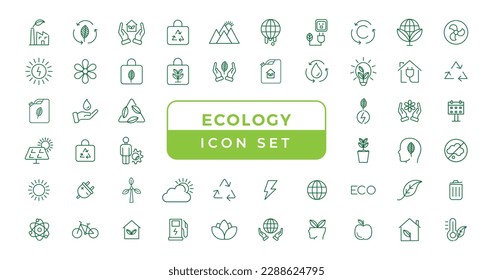 Ecology line icon collection. Ecology and nature green symbol. Nature icon. Outline nature green icons set. Eco green icons - stock vector.
