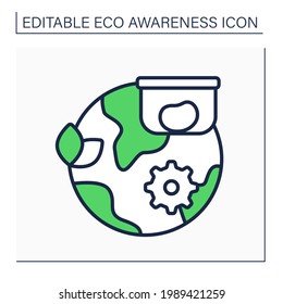 Ecology line icon. Containers using, not paper bags. Reusable tableware. Environment protection. Eco awareness concept. Isolated vector illustration. Editable stroke