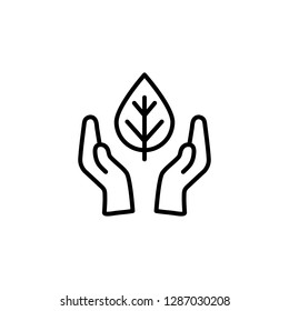 ecology line icon leaf simple outline