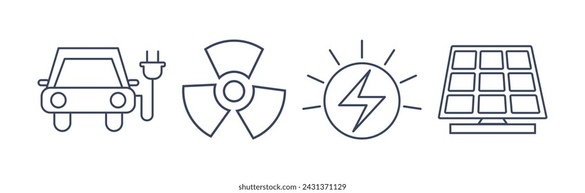 Icono de línea de ecología como conjunto de vectores de naturaleza y medio ambiente