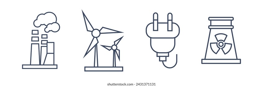 Icono de línea de ecología como conjunto de vectores de naturaleza y medio ambiente