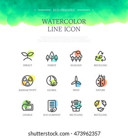 Ecology line icon set