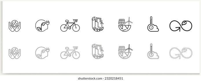 Ecology line icon set. Included icons as eco product, clean energy, renewable power, recycle vector