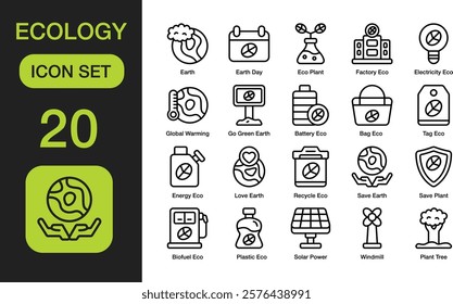 Ecology Line Icon Set Pixel Perfect