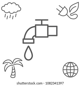 ecology line icon vector set