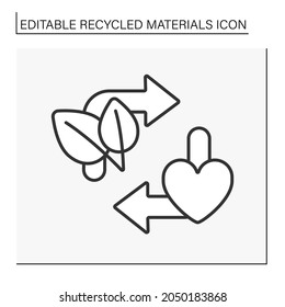 Ecology line icon. Waste recycling charity. Recycling. Recycled materials concept. Isolated vector illustration. Editable stroke