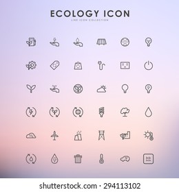 ecology line icons on gradient background