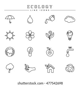 Ecology line icons set