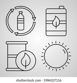 Ecology Line Icons Set Isolated On White Outline Symbols Ecology

