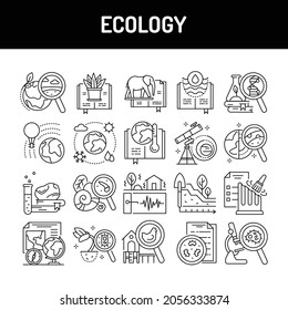 Ecology line icons set. Isolated vector element. Outline pictograms for web page, mobile app, promo. Editable stroke.