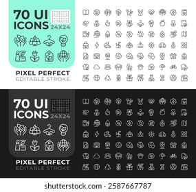 Ecology line ui icons set for light and dark mode. Living organisms and environment research. Environment care. Vector outline symbols iconography. User interface elements linear, pixel perfect