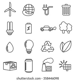 Ecology linear icons set