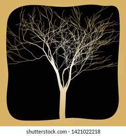 Ecology logo, contour of a tree without leaves on a dark background