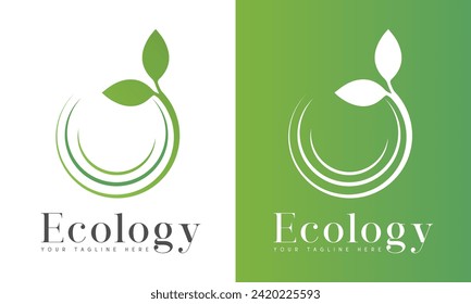 Ecology Logo Design Leaf with Circle Logotype