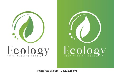 Ecology Logo Design Leaf with Circle Logotype