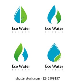 Ecology Logo, Drop Water With Leaf Symbol Icon