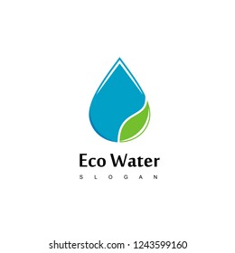 Ecology Logo, Drop Water With Leaf Symbol Icon