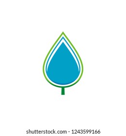 Ecology Logo, Drop Water With Leaf Symbol Icon