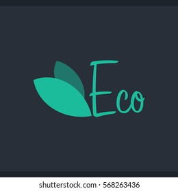 Ecology logo. Eco word. Vector flat illustration