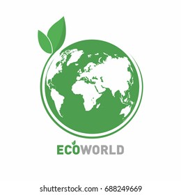 Ecology logo. Eco world symbol, icon. Eco friendly concept for company logo. Vector