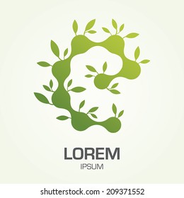 Ecology logo. Green design. Alphabet letter E icon or symbol. 