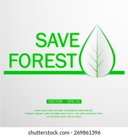 ecology logo - green design - growth vector illustration. Save forest